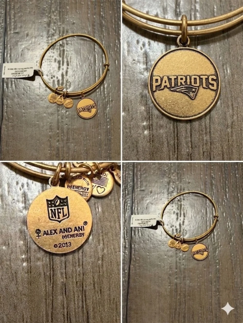 NWT Alex and Ani New England Patriots Logo Bangle - Rafaelian Gold